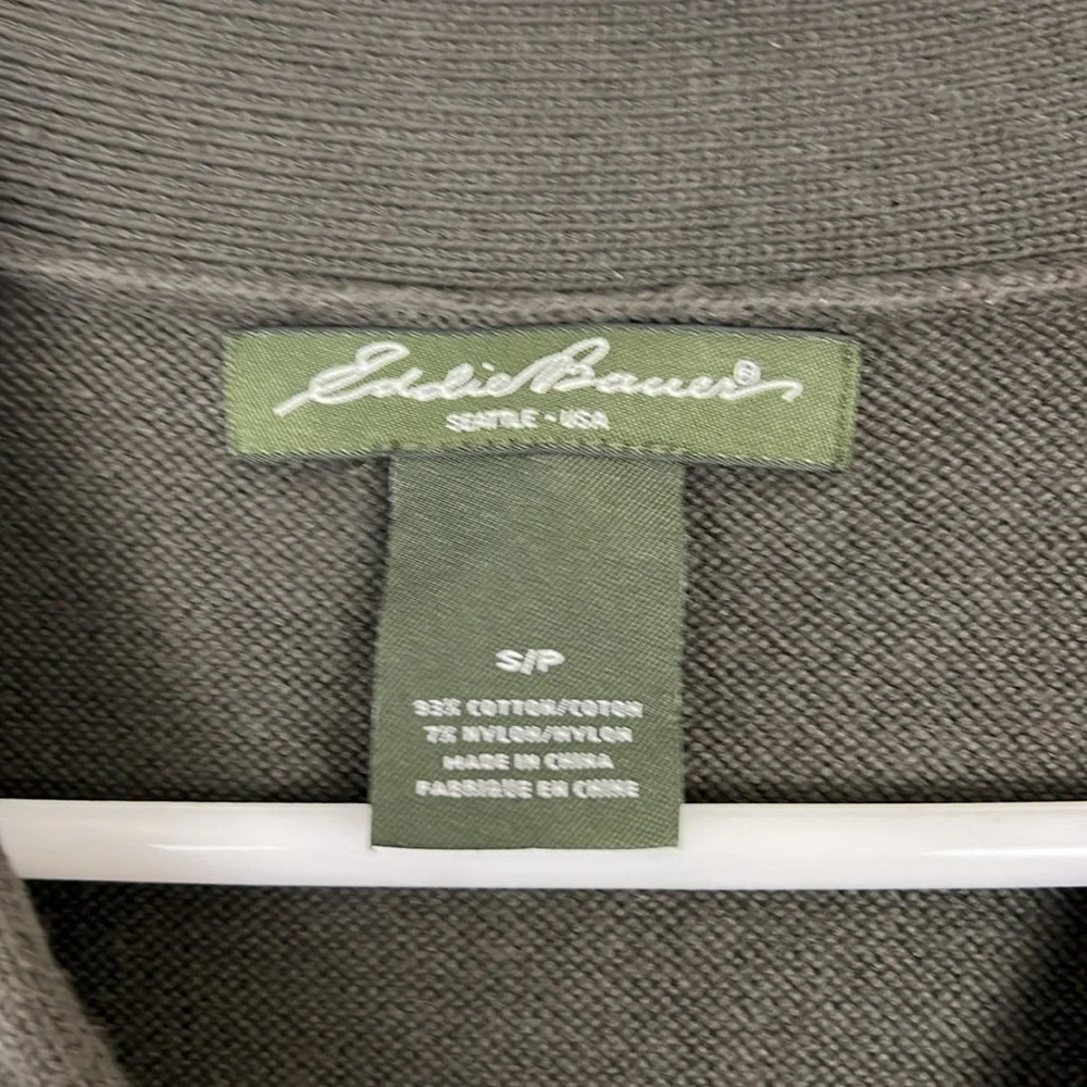Eddie Bauer v-neck sweater long sleeve in dark army green SP - Picture 6 of 8